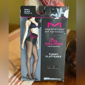 NIP Maidenform Black Tummy Flattener Hosiery